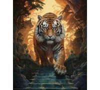 ECUCU Cross Stitch Kits for Adults, Animal Tiger Print Pattern,50 * 70cm, 11CT Printed Cross Stitch Kits,Stamped Embroidery Kits for Adults Wall Art Home Decoration