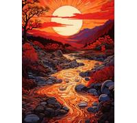 ECUCU Cross Stitch Kits for Adults Beginners, Bridge at Sunset,K, Pre-Printed Stamped Embroidery Kits Pattern 11CT Needlework Kit DIY Artwork for Adults Kids Girls Home Wall Decoration