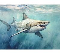 ECUCU Cross Stitch Kits for Adults Sea Life Shark Pattern Cross Stitch Print Embroidery Kit,B for Adults Kids Girls Home Wall Decoration