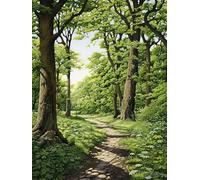 ECUCU Cross Stitch Kits for Adults, Trees Forest Landscape,H Advanced Pre-Printed Stamped Embroidery Kit 11CT DIY Cross Stitch Craft Kit