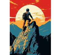 ECUCU Embroidery Cross Stitch Kits for Beginners Adults, Boy Climbing Mountain,H, Pre-Printed Stamped Embroidery Kits 11CT Needlework Kit DIY Artwork for Adults Kids Girls Home Wall