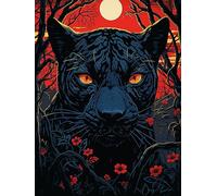 ECUCU Embroidery Kit for Beginners, Animal Black Leopard,G, Cross Stitch Kits with Beautiful Pattern and Instructions, Full Range of Embroidery Cloth, Color Threads and Tool