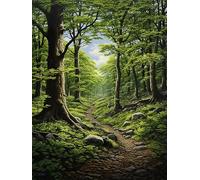 ECUCU Full Range of Embroidery Starter Kits, Trees Forest Landscape,J Cross Stitch Kits for Adults Embroidery Kit Pre-Printed Stamped Cross Stitch Kit 11CT