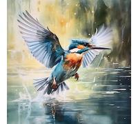 ECUCU Stitch Diamond Painting Kits for Adults, Blue Kingfisher Animal by The Water,C Diamond Art Painting Kit, Diamond Art Kits, Crystal Art Kit Perfect for Stress Relief and Wall Decor