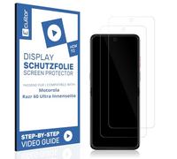 Ecultor 2x protective film 3D compatible with Motorola Razr 60 Ultra Innenseite, Flexible, 100% coverage, Fingerprint-ID compatible, Made in Germany, Full Cover screen protector