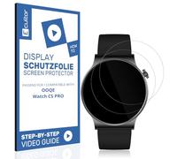 Ecultor 2x protective film 3D compatible with OOQE Watch CS PRO, Flexible, 100% coverage, Fingerprint-ID compatible, Made in Germany, Full Cover screen protector