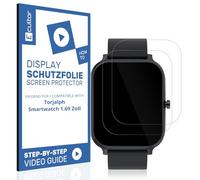 Ecultor 2x protective film 3D compatible with Torjalph Smartwatch 1.69 Zoll, Flexible, 100% coverage, Fingerprint-ID compatible, Made in Germany, Full Cover screen protector