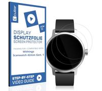 Ecultor 2x protective film 3D compatible with Withings Scanwatch 42mm Gen. 1, Flexible, 100% coverage, Fingerprint-ID compatible, Made in Germany, Full Cover screen protector