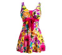 ECUPPER Womens Plus Size Swimsuit One Piece Skirted Swimwear Tummy Control Swimming Costume with Shorts Deep Pink