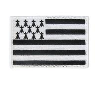 ECUSSON/BADGE/BRITAIN - Gwenn ha Du - Flag- 8×5 cm-Hook or sew back - To attach to bag, jacket or clutch-Collection of the Regions Normandy, Corsica, North, Occitan, Catalan, Basque.