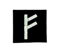 Ecusson Embroidered iron-on patch Viking Odin Witches Alphabet Wealth Rune