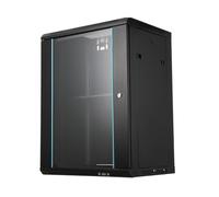 ECUTEE 15U Wall Mount Network Server Cabinet, Black Steel & Glass, Compatible with Server, Router, Switch, 60cm x 45cm x 80cm