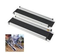 ECUTEE 2Pcs Wheelchair Ramp Telescopic Channel Ramps Max Load 275kg, Portable Adjustable Ramps for Wheelchairs Motorbike Mobility Scooter Home Front Door Stair Steps, with Carrying Bag