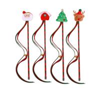 ECVGHD 4PCS Cat Interactive Stick Cute Tassels Wand Christmas Themed Cat Chaseing Toy