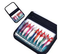 ECVGHD Luminous Fish Lures Baits, 10Pcs Soft Fluorescent Squid Jig Hooks Shrimp Baits