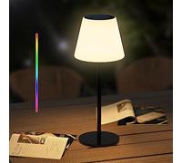 Ecvivk Solar Table Lamp with Light Sensor, Dimmable Warm White and RGB LED, Cordless, Portable, Rechargeable Waterproof Outdoor Lamp for Patio, Garden, Camping