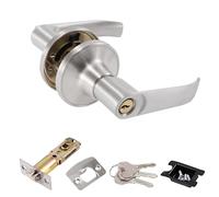 ECVUKQ Door Handle with Lock Brass, Interior Door Lever Handle Lock Doors Locks Set Privacy Security Bedroom Doors Locks with 3 Keys for Bedroom Bathroom Kitchen Office (Silver)