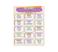 ECWAEOUY Calisthenics Workout Program 15 Day Fitness Challenge Poster Bodyweight Exercise Chart Home Gym Wall-Art Decor(Framed,12X18inch(30X45cm))