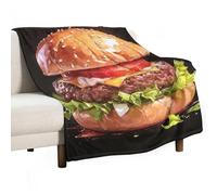 ECWECC Blanket Burger Print Sofa Throws Food Pattern for Adults Fluffy Snugly Flannel Fleece Blanket for Bed Sofa Fuzzy Blanket Room Decor Graduation Valentine's Day 100x130cm