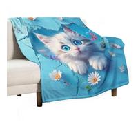 ECWECC Cat Blanket Gifts for Humans Sofa Throws Kitten Soft Cozy Warm Flannel Bedding for Girls Kids Adults Couch Travel Outdoor Birthdays Valentine's Day 80x130cm