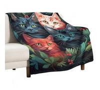 ECWECC Cat Throw Blanket Sofa Throws Kitten Animal for Humans Fluffy Snugly Soft Warm Fuzzy Blanket for Girls Kids Adults Couch Travel Outdoor Christmas/Thanksgiving Valentine's Day 130x180cm