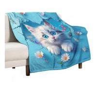 ECWECC Cat Throw Blanket Sofa Throws Kitten for Humans Fluffy Snugly Soft Warm Fuzzy Blanket for Girls Kids Adults Couch Travel Outdoor Christmas/Thanksgiving Valentine's Day 100x130cm