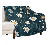 ECWECC Daisy Throw Blanket Flower Blankets Great Gifts for Women Fluffy Snugly Flannel Fleece Blanket for Girls Kids Adults Couch Travel Outdoor Graduation Valentine's Day 130x180cm