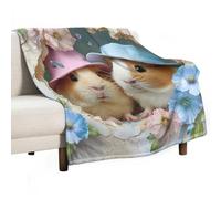 ECWECC Guinea Pig Throws Blanket Sofa Cute Little Animal for Humans Soft Cozy Warm Flannel Bedding for Bed Sofa Fuzzy Blanket Room Decor Birthdays Valentine's Day 100x130cm