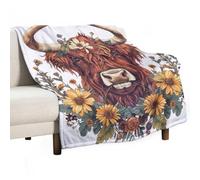 ECWECC Highland Cow Blanket Gifts for Girls Flannel Blanket Animal Bull Print Fluffy Snugly Flannel Fleece Blanket for Girls Kids Adults Couch Travel Outdoor Christmas/Thanksgiving Birthdays 80x130cm