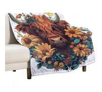 ECWECC Highland Cow Blanket Sofa Throws Animal Bull Print for Teenager Soft Cozy Warm Flannel Bedding for Girls Kids Adults Couch Travel Outdoor Christmas/Thanksgiving Graduation 80x100cm