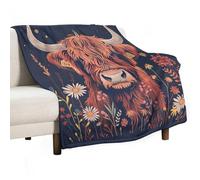 ECWECC Highland Cow Throw Blanket Animal Bull Print Blankets Great Gifts for Women Fluffy Snugly Fleece Blanket for Girls Kids Adults Couch Travel Outdoor Graduation Valentine's Day 100x150cm