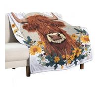 ECWECC Highland Cow Throw Blanket Kids Blanket Animal Bull Print for Children Fluffy Snugly Flannel Fleece Blanket for Bed Sofa Fuzzy Blanket Room Decor Birthdays Graduation 100x150cm