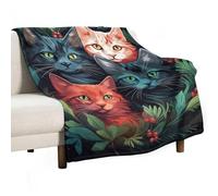 ECWECC Throw Blankets Cat Sofa Throws Kitten Animal for Humans Soft Cozy Warm Flannel Bedding for Kids Adults Travel/Single for Women Girls Christmas/Thanksgiving Graduation 100x130cm