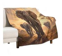 ECWECC Throw Blankets Elephants Sofa Throws African Animal for Teenager Soft Cozy Warm Flannel Bedding for Bed Sofa Fuzzy Blanket Room Decor Christmas/Thanksgiving Graduation 100x130cm