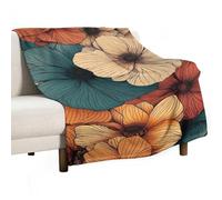 ECWECC Throw Blankets Flower Soft Throws Botanical Print for Teenager Cozy Warm Flannel Bedding for Bed Sofa Fuzzy Blanket Room Decor Christmas Graduation 80x100cm