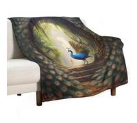 ECWECC Throw Blankets Peacock Soft Throws Animal Theme for Teenager Cozy Warm Flannel Bedding for Bed Sofa Fuzzy Blanket Room Decor Christmas/Thanksgiving Graduation 80x100cm