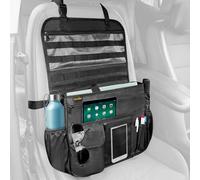 ECWKVN Car Storage Organiser - Front Seat Organiser & Back Seat Caddy with Multiple Pockets for Files, Office Documents & Travel Essentials, Easy-Carry Car Storage Bag (Black)