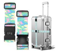 ECZOIL 2 x adjustable luggage straps, including suitcase strap with 3 combination locks, code custom, facilitates the particularly eye-catching and safe colour of camouflage