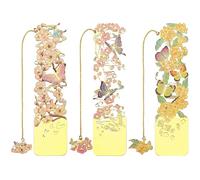 ECZOIL 3PCS Mental Flower Bookmarks Aesthetic Floral Bookmarks, Book Lovers Gifts Book Accessories for Women Men - Knop Plum Blossom Osmanthus