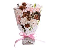 ECZOIL Colorful Flower Greeting Cards, Cute Rose Floral Bouquet Card with Bow Ribbon, Best Friend Birthday Sympathy Thank You Cards for Mom, Grandma, Wife, Friends, Sister, Teacher-Rose