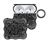 ECZOIL Cute Case Compatible with AirPods 4th Generation, Cute Black Rose Flower Floral Soft Clear TPU Earphone Protective Case with Keychain-Black Rose