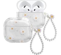 ECZOIL Cute Daisy Flower Soft TPU AirPods 4th Gen Case with Daisy Keychain - Protects, Carries, Travels & Everyday Use