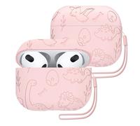 ECZOIL Dinosaur Engraved Case Compatible with AirPods 3rd Generation,Soft Silicone Protective Case with Silicone Lanyard for AirPods 3rd-Pink