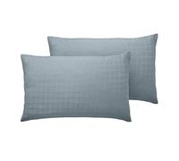ED 400TC Luxury Duvet Quilt Cover Bedding Set - 100% Cotton Sateen Satin Stripe Check (Pillowcase Housewife, Smoky Blue)