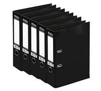 ED 5 x Pukka A4 Glossy 2-Ring Lever Arch File School Work Office 75mm Spine File Organiser (Black)