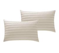 ED 800 Thread Count Cotton Rich Satin Stripe Duvet Bed Cover with Housewife Pillowcases Hotel Striped Bedding (2 x Housewife Pillowcases, Mocha)