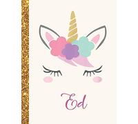 Ed: Ed Unicorn Personalized Black Paper SketchBook for Girls and Kids to Drawing and Sketching Doodle Taking Note Marble Size 8.5 x 11