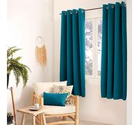 ED ENJOY HOME Blackout Curtain with Silver Eyelets, Duck Blue, 140 x 180 cm, 100% Polyester, Oeko-Tex, Licorice Collection