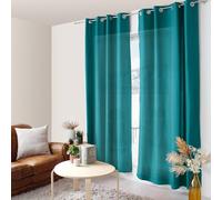 ED ENJOY HOME Duck Egg Blue Curtain 140 x 240 cm Metal Eyelets Microfibre Fabric Cotton Voile Look for Bedroom and Living Room