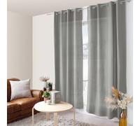 ED ENJOY HOME Light Grey Curtain 140 x 240 cm Metal Eyelets Microfibre Fabric Voile Look Cotton for Bedroom and Living Room